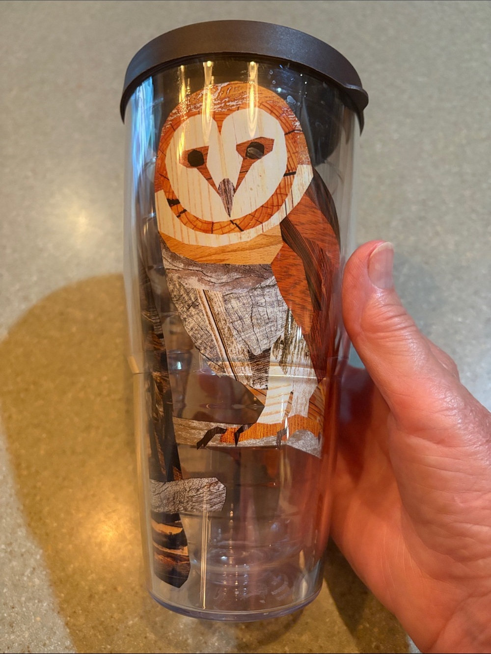 tervis Barn Owl Travel Tumbler in Brown, White & Orange